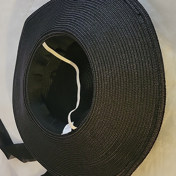 Black Sunhat w/ Gold chain & chiffon detail - Picture 3 of 4